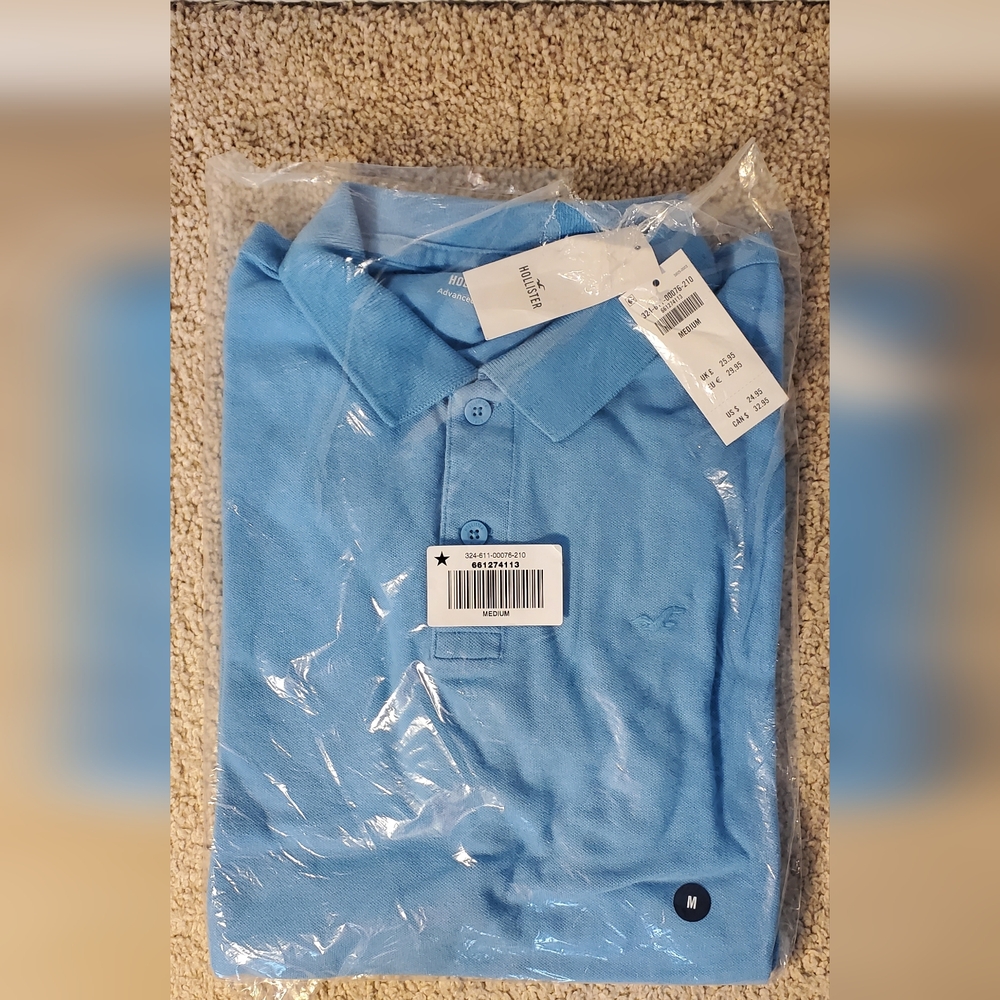Hollister Sky Blue Boxy Crew Neck Polo